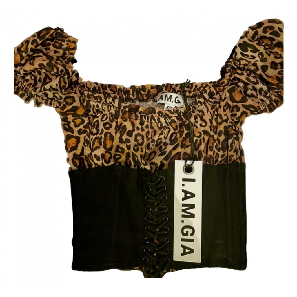 I Am Gia Cheetah And Black Naomi Corset Top